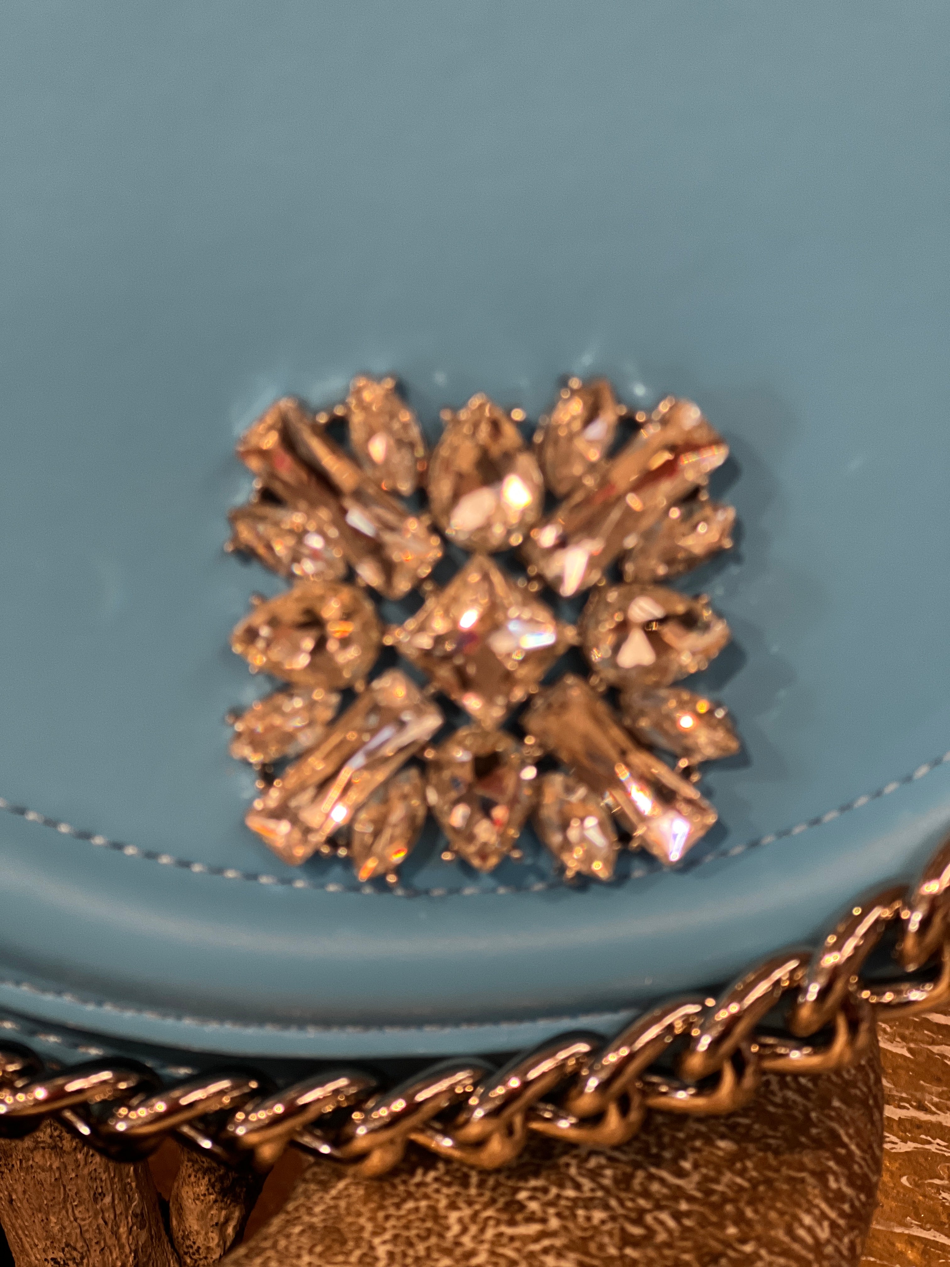 Rose - Lille håndtaske med similitensten og sølv kæde